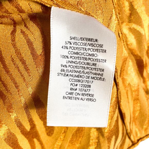Alice + Olivia‎ Annabelle Top Autumn Gold Mock Satin Neck 3/4 Puff Sleeve Sz S - Picture 6 of 9